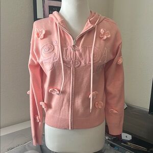 Wicked Glenda BoxLunch Pink Embroidered Zip-Up Hoodie XS